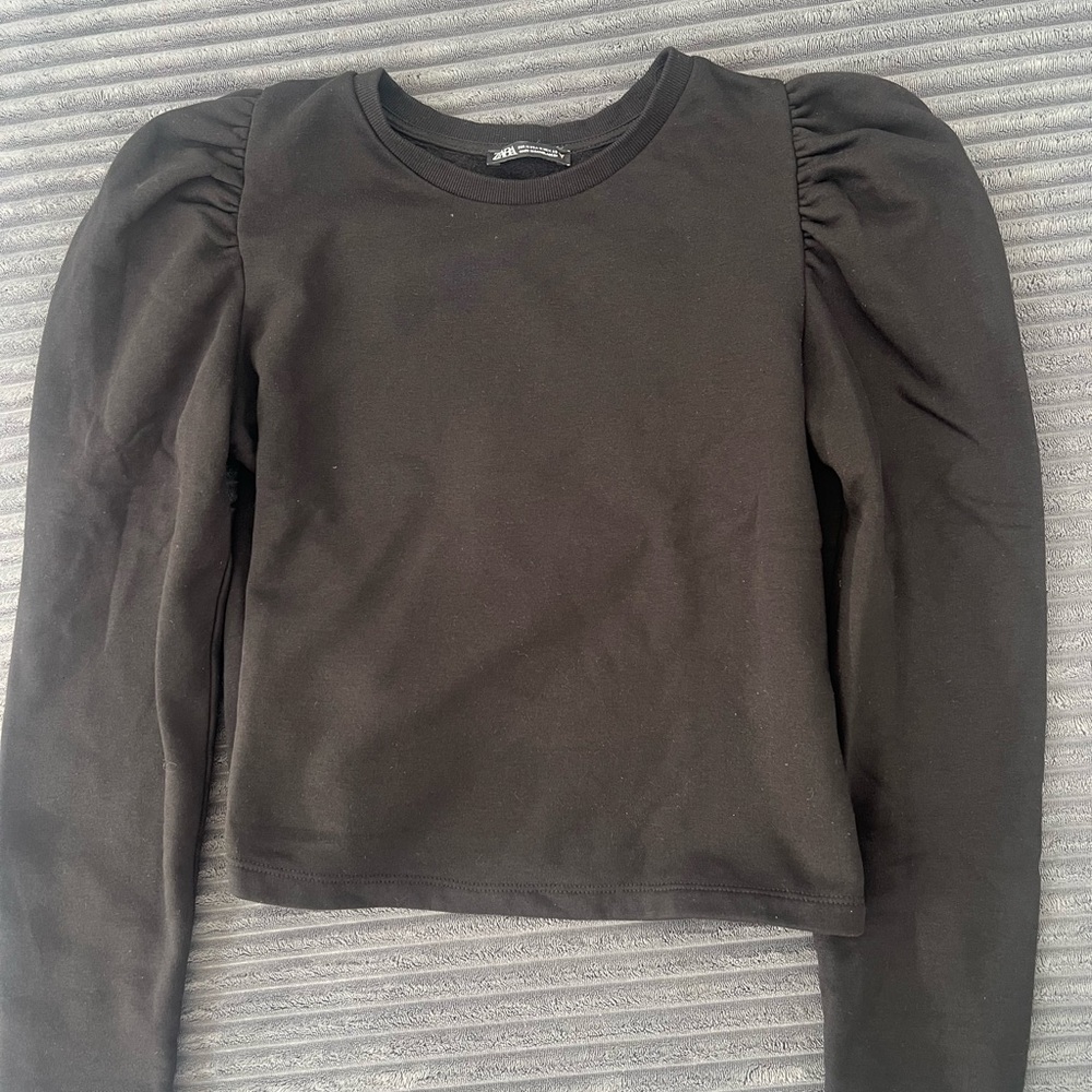 Zara Black Puff Sleeve Turtleneck Sweater